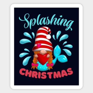 Splashing Christmas Mermaid Gnome Magnet